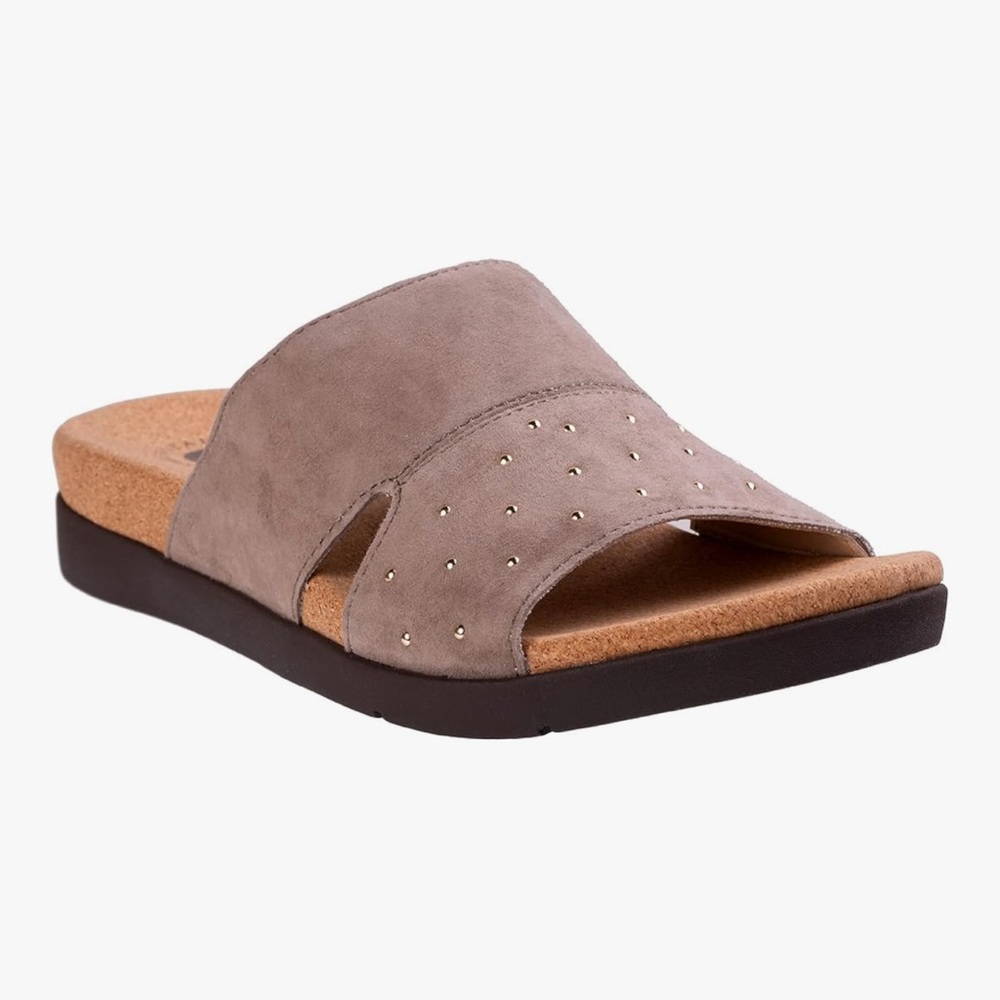 Women's Revitalign Lucy Stud Slide Sandal in Fossil Size 7.5 EUC